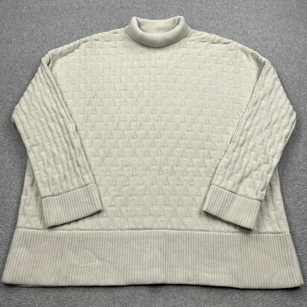 Lululemon Cable-Knit Relaxed-Fit Sweater Womens Medium Bone Turtleneck W3GRMS